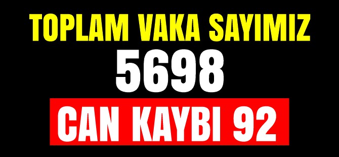 TOPLAM VAKA SAYIMIZ 5698 CAN KAYBI 92