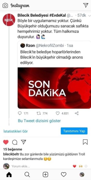 BİLECİK PAYLAŞIMI TEPKİ TOPLADI