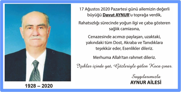 Davut Aynur - Taziye ilanı