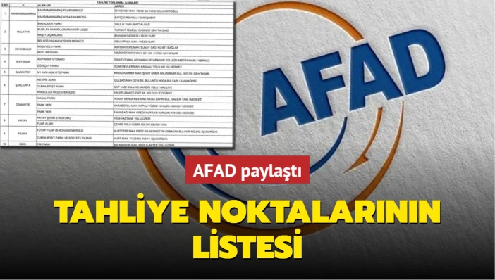 Afetzedelerin tahliye noktaları