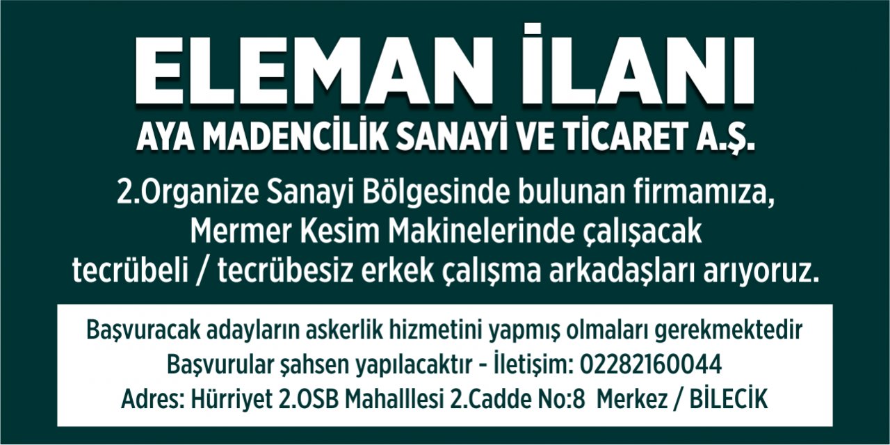 AYA MADEN | ELEMAN İLANI