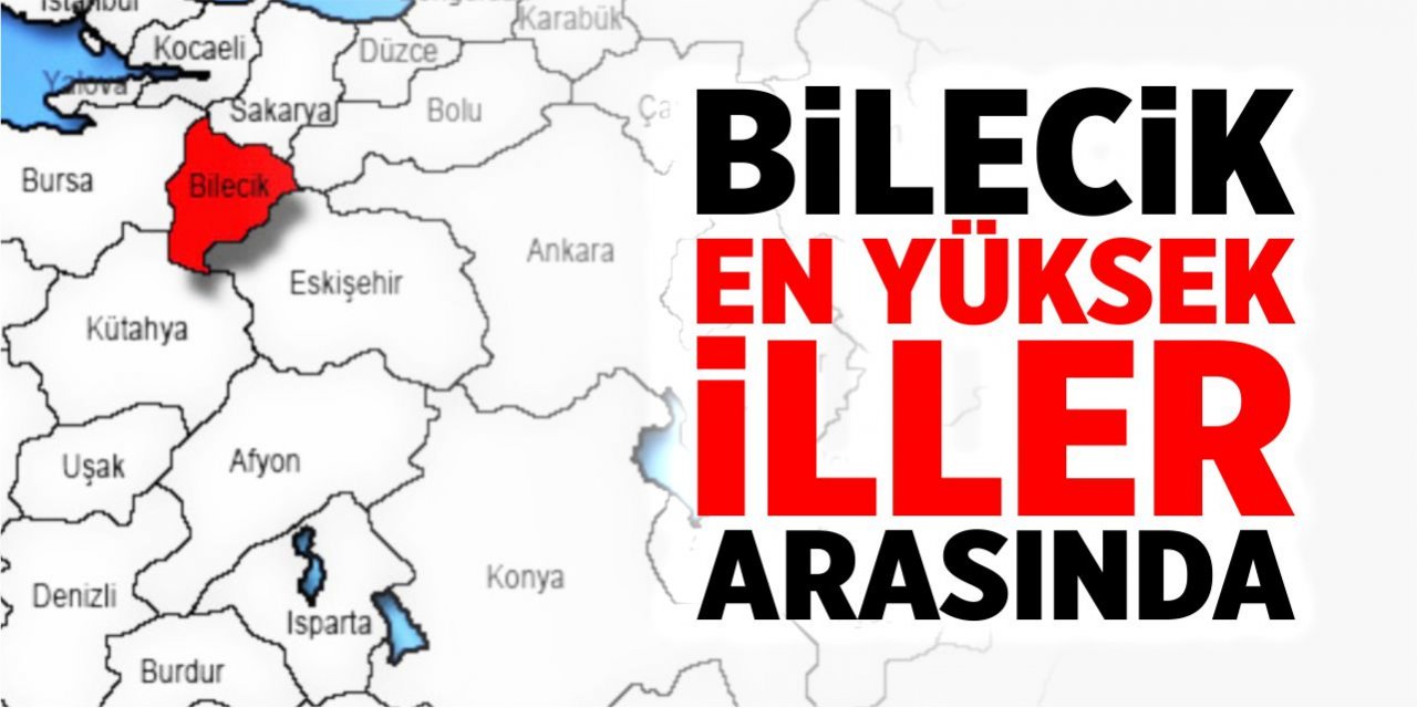 Bilecik; en yüksek iller arasında