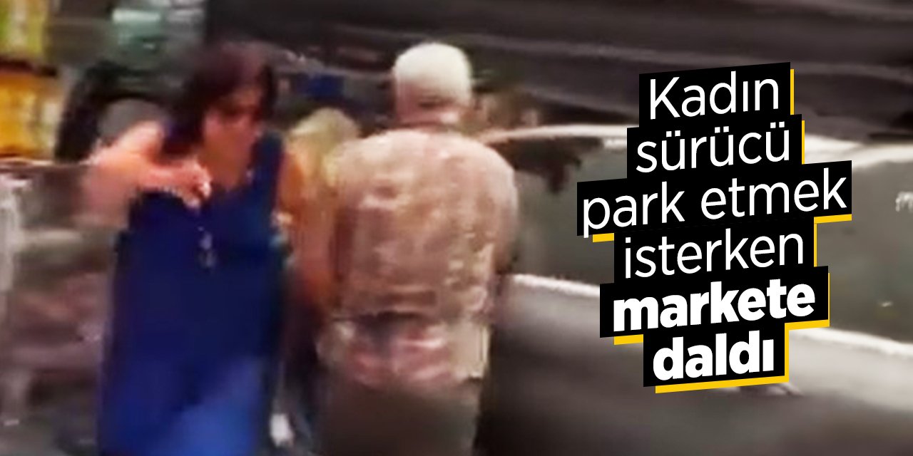 Kadın Sürücü Park Etmek İsterken Markete Daldı!