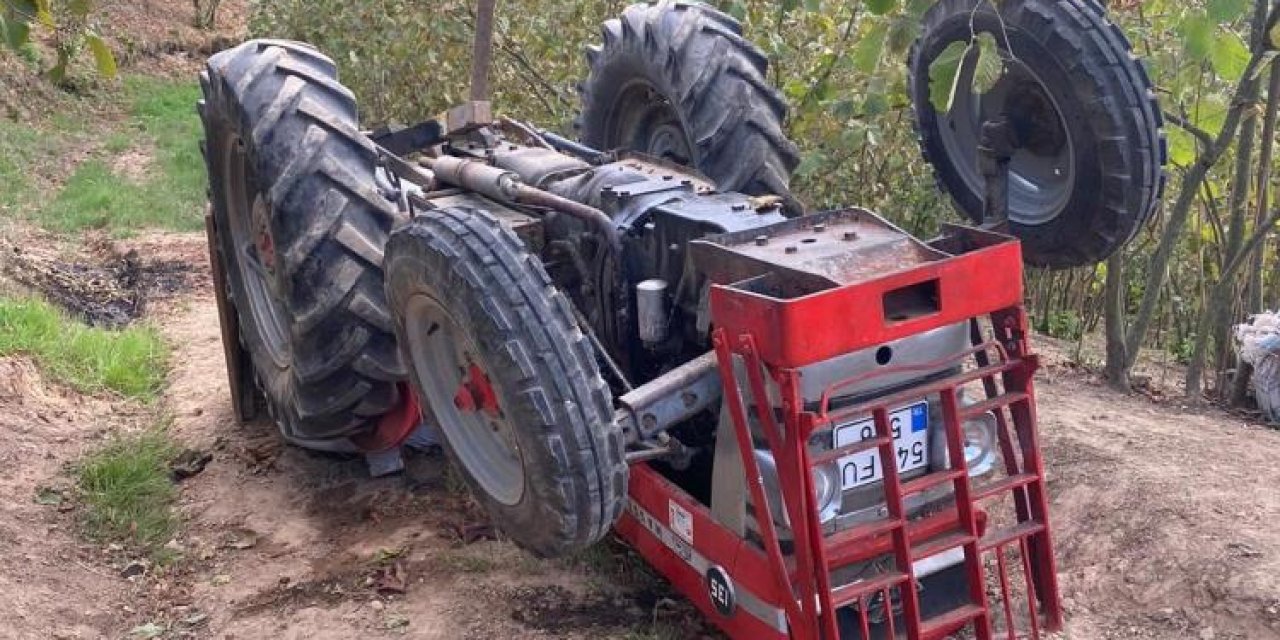 Fındık Yüklü Traktör Devrildi