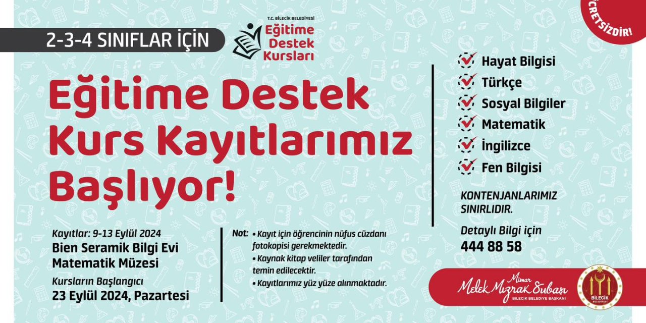 Eğitime Destek Kursları Başlıyor