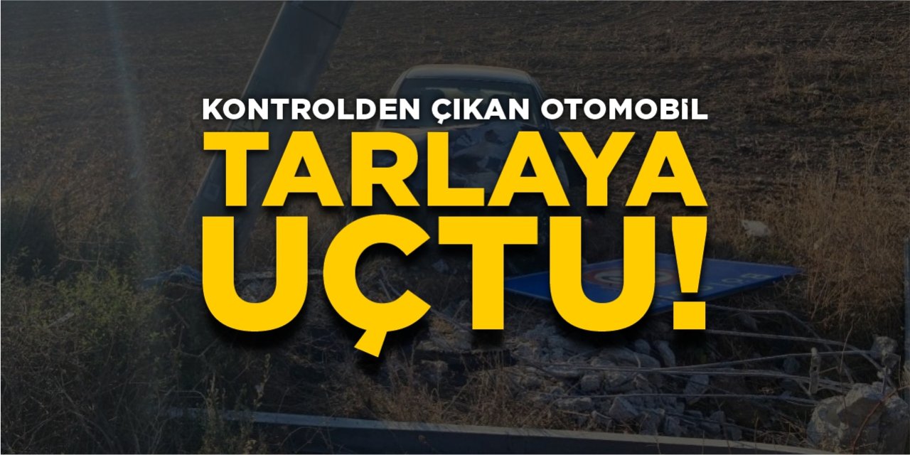 Kontrolden çıkan otomobil tarlaya uçtu!