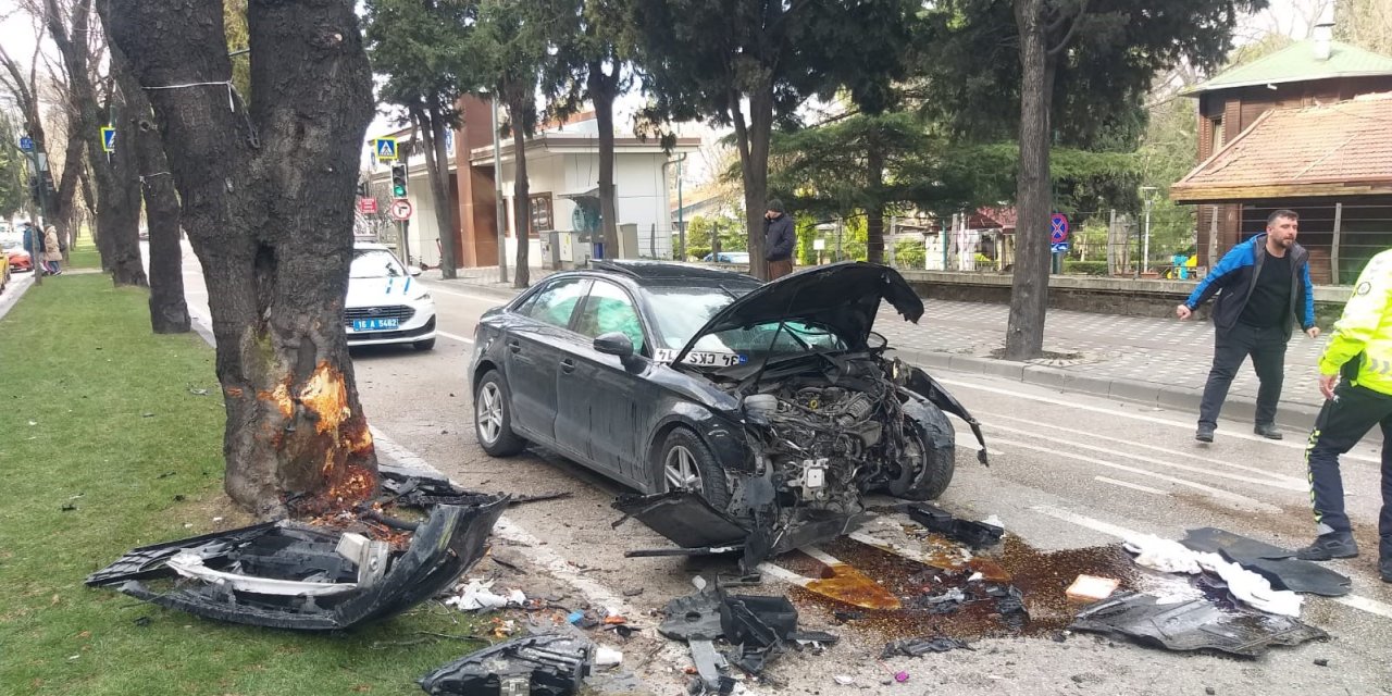 Direksiyon Hakimiyetini Kaybeden Kadın Sürücü Ağaca Çarptı : 1 Yaralı