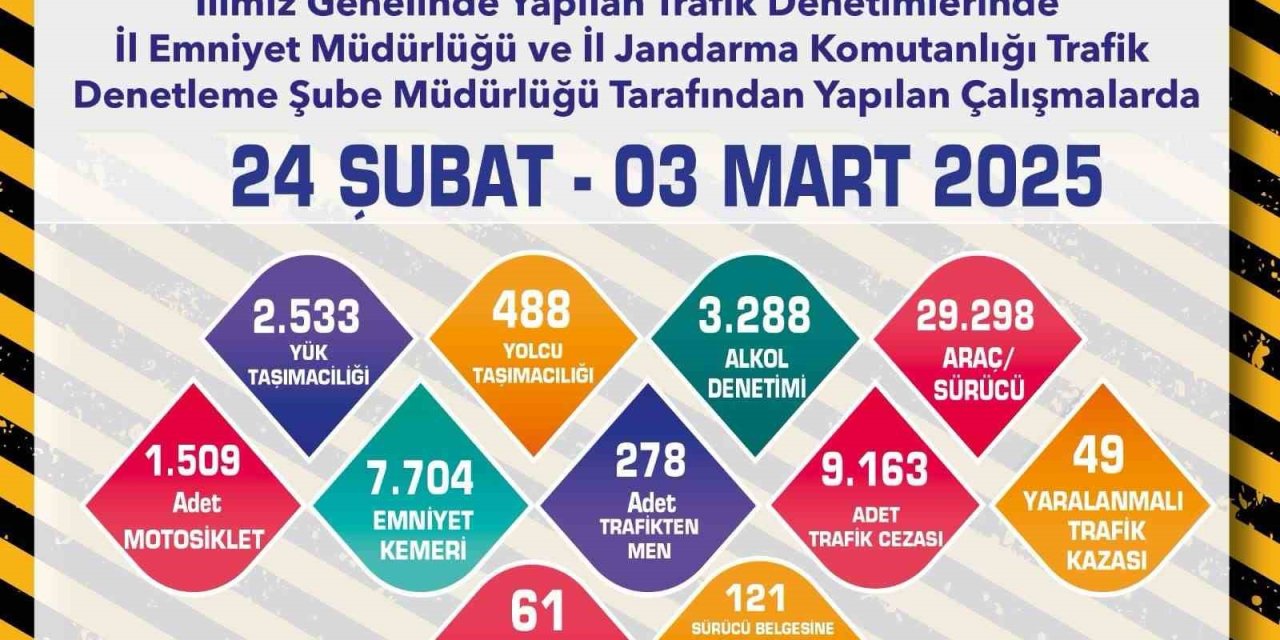 29 Bin 298 Araç Ve Sürücüsü Kontrol Edildi