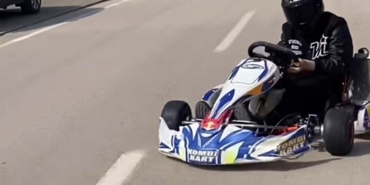 Go Kart Sürücüsü Trafiğe Çıkıp Drift Attı