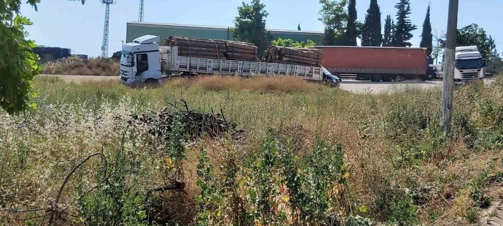 Freni boşalan tır lastiğinin patlamasıyla durdu