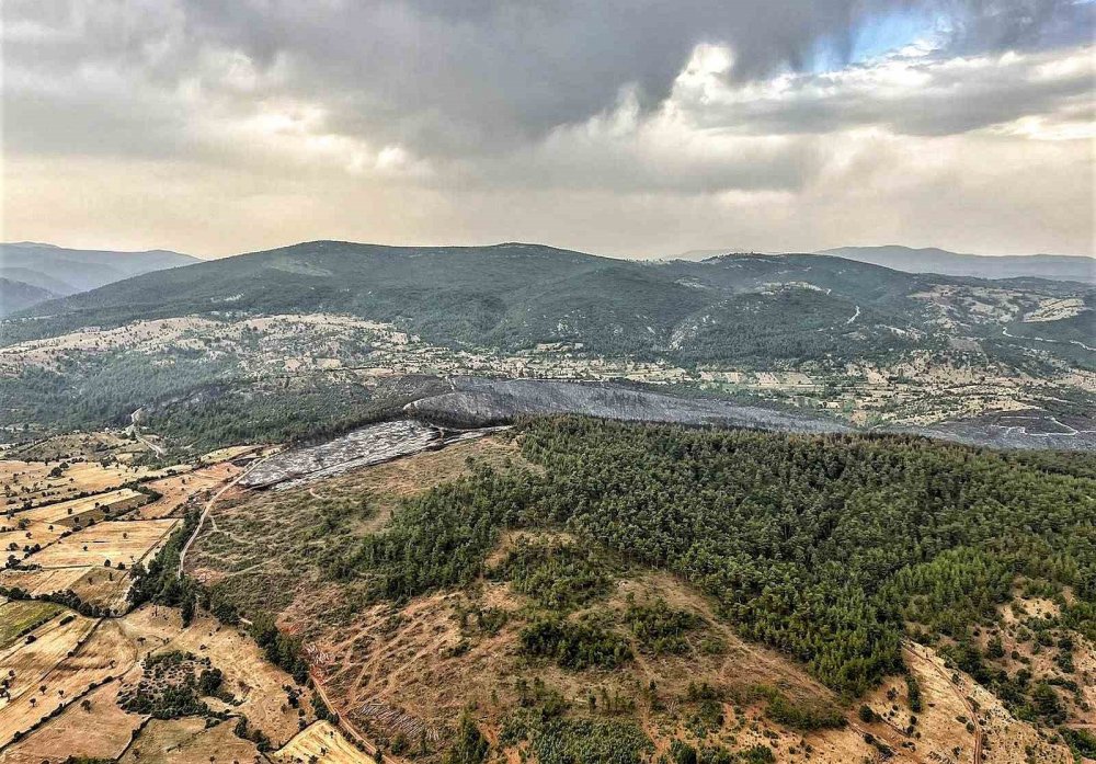 Yanan Ormanlık Alanlar Havadan Görüntülendi