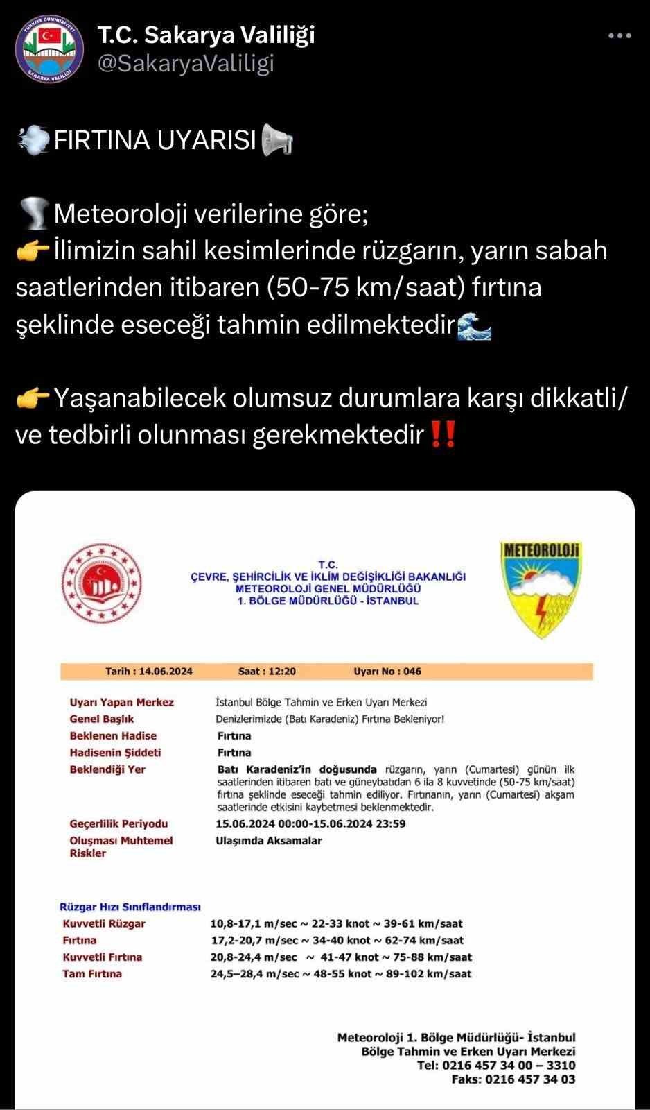 Sahil Kesimleri İçin Valilikten Fırtına Uyarısı