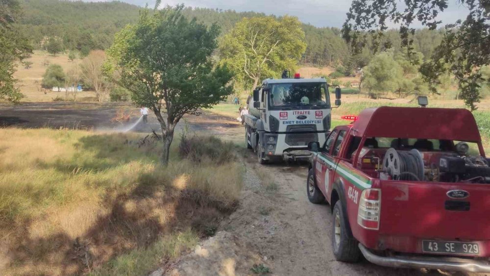 Mangal Ateşinden Çıkan Yangından 2 Dönüm Ekili Alan Zarar Gördü