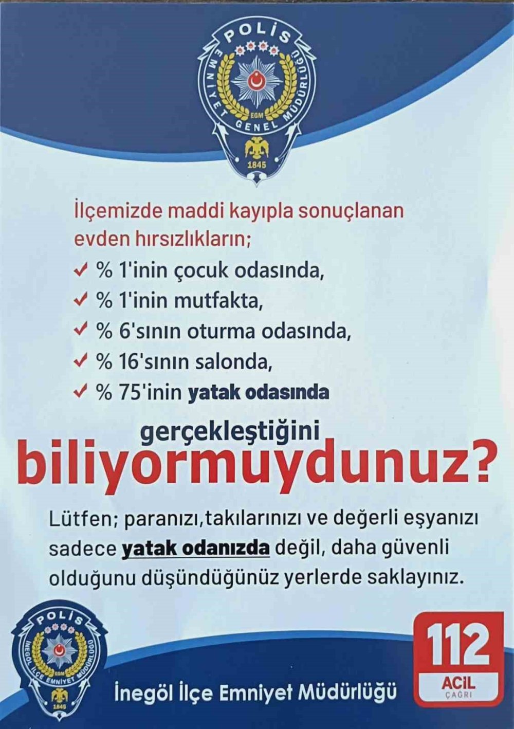 İlçe Emniyet Müdürlüğü Ekiplerinden Vatandaşları Bilgilendirme Çalışması