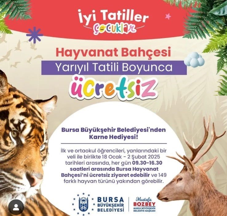 Hayvanat Bahçesi, Öğrencilere Tatil Süresince Ücretsiz