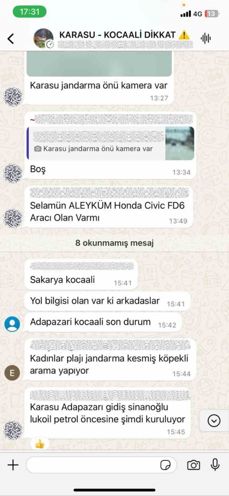 Kurdukları Whatsapp Grubunda Jandarma Ve Polis Uygulama Noktalarını Paylaşıyorlardı